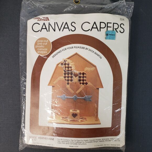 Sealed Vtg 1983 Leisure Arts Plastic Canvas Craft Kit Horse Weathervane 324 Pony - Picture 2 of 4